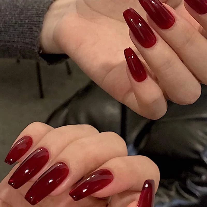 valentine's day acrylic nails red jelly nails