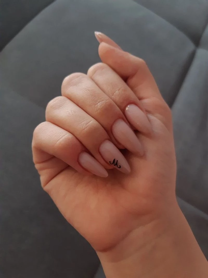 valentine's day acrylic nails simple initals