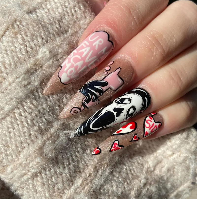 valentines day nails coffin shape scream nails inside joke