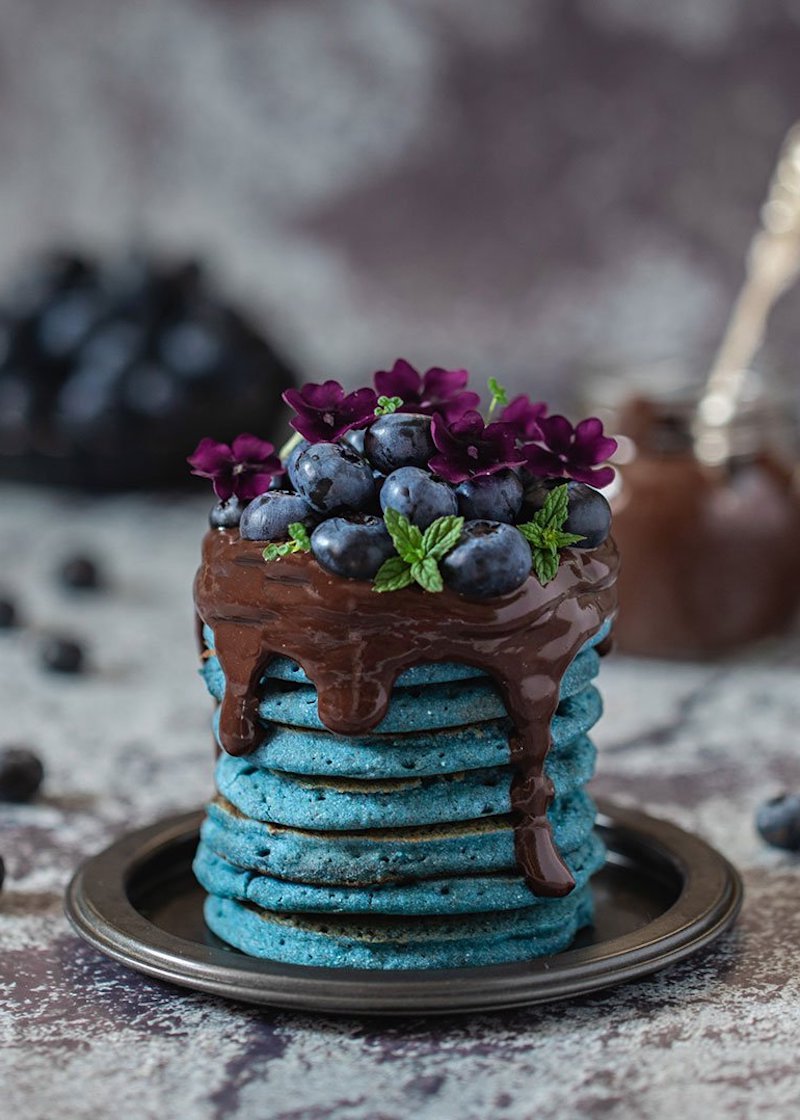 blue pancakes from butterfly pea flower tea