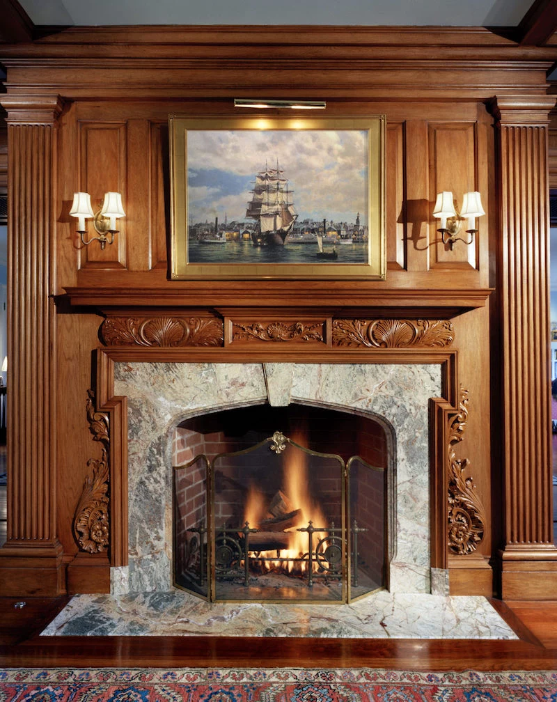 brick fireplace mantel classic design idea