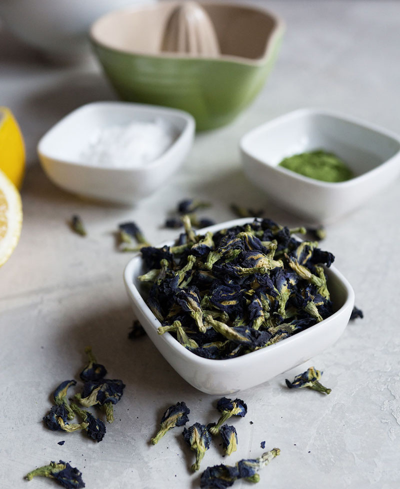 butterfly tea lemonade matcha dried petals