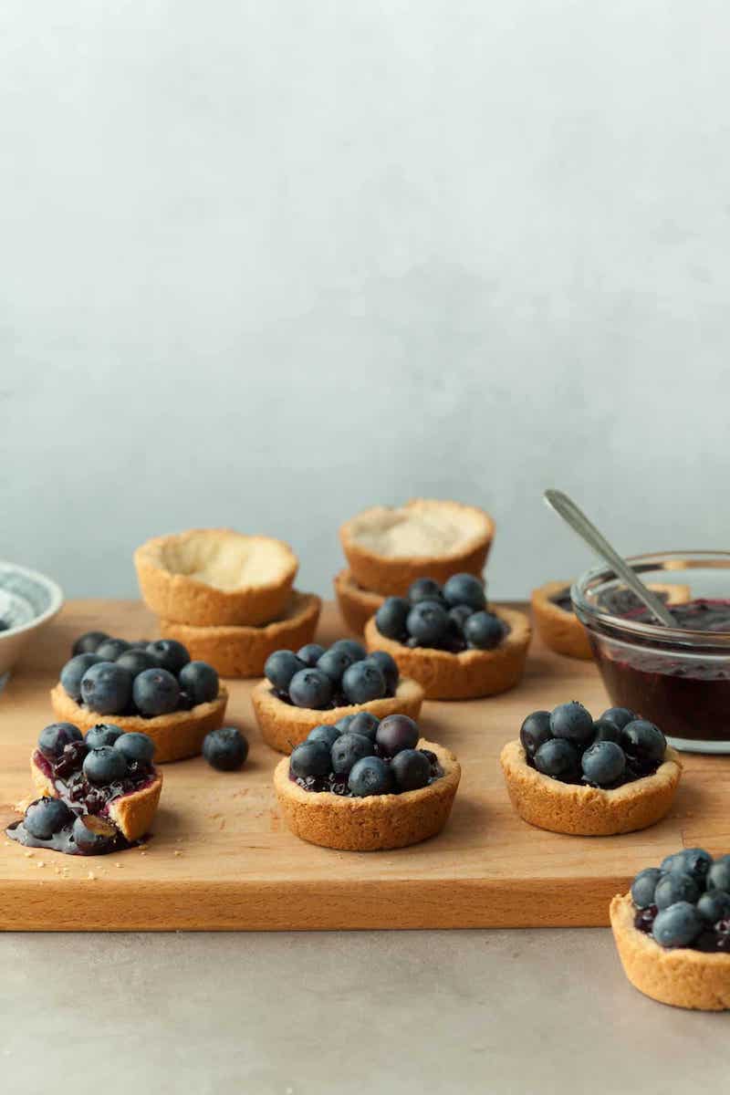 casual aesthetic mini blue berry tarts