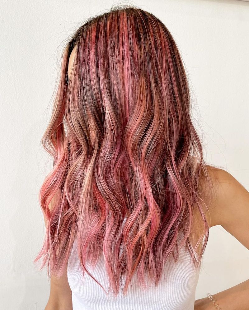 highlight hair color ideas warm it up pink
