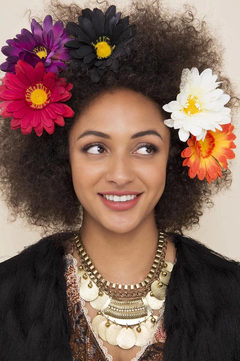 hippie chick hairstyles hippie hairstyles afro and flowers