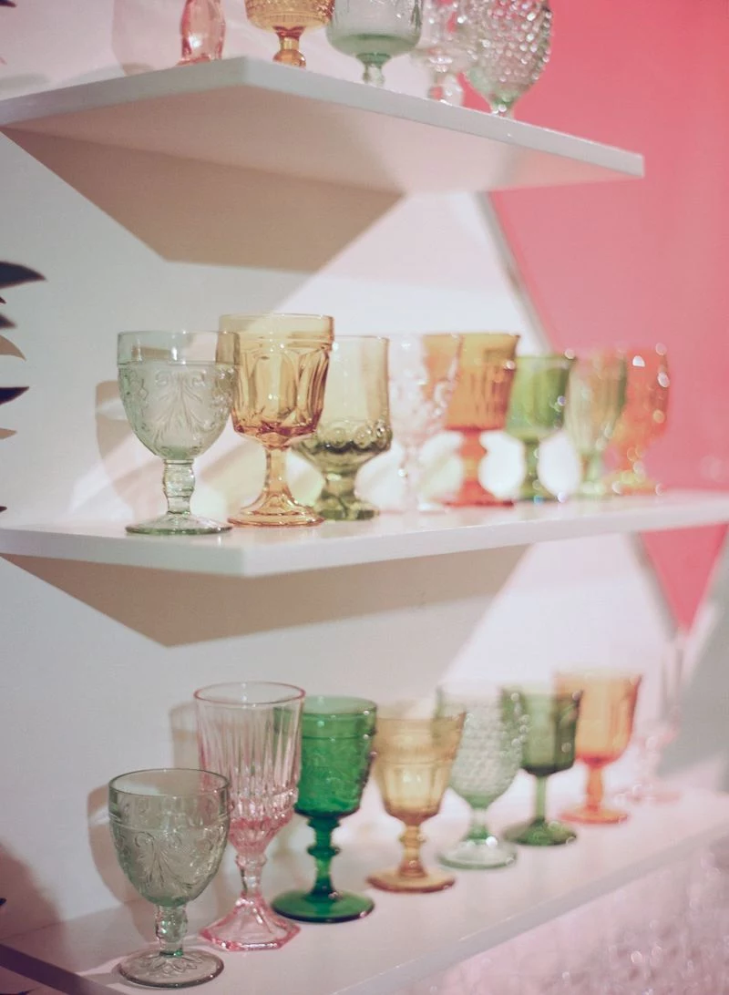 modern shelf decor colorful glass