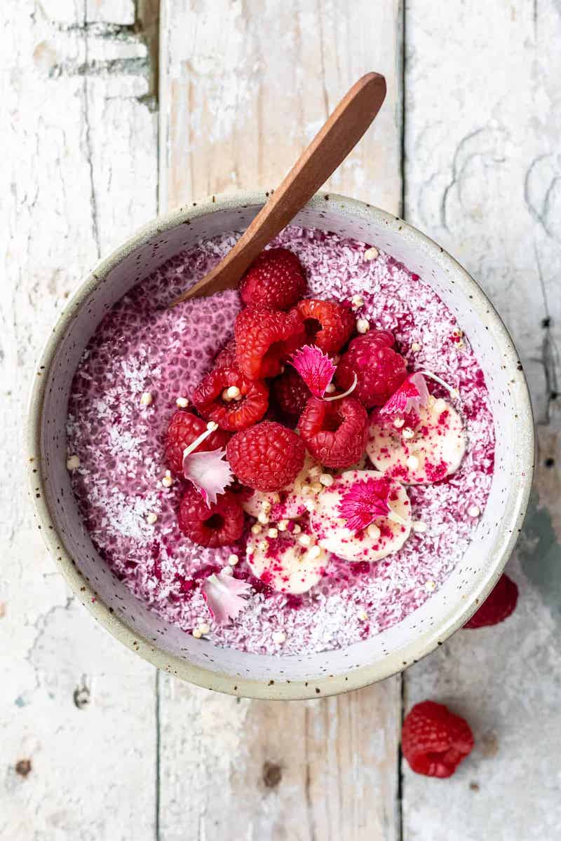 raspberry chia pudding keto recipe vegan