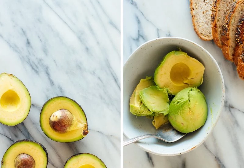 2 avocado breakfast ideas mashing