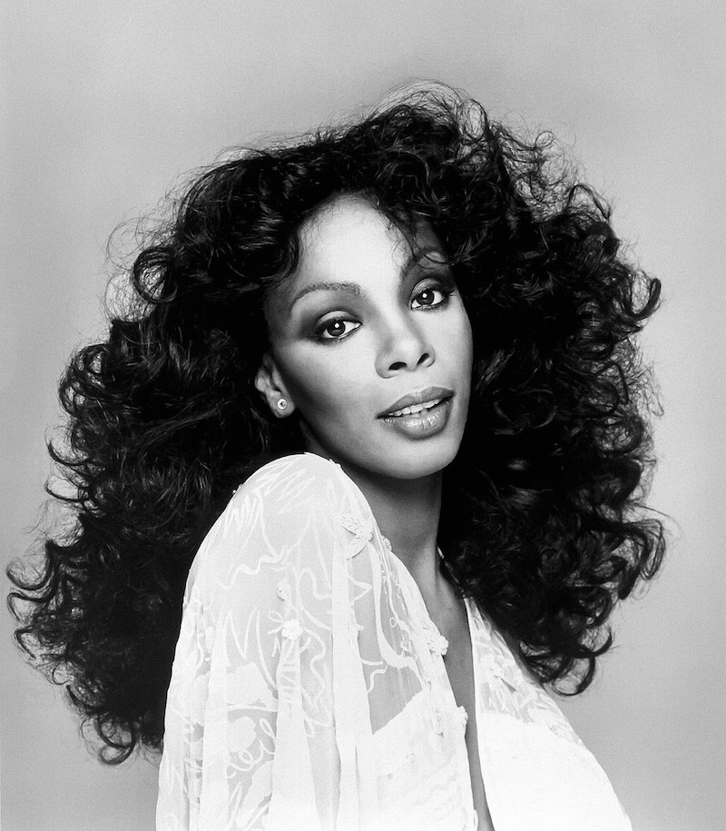 70s disco hair donna summers black and white