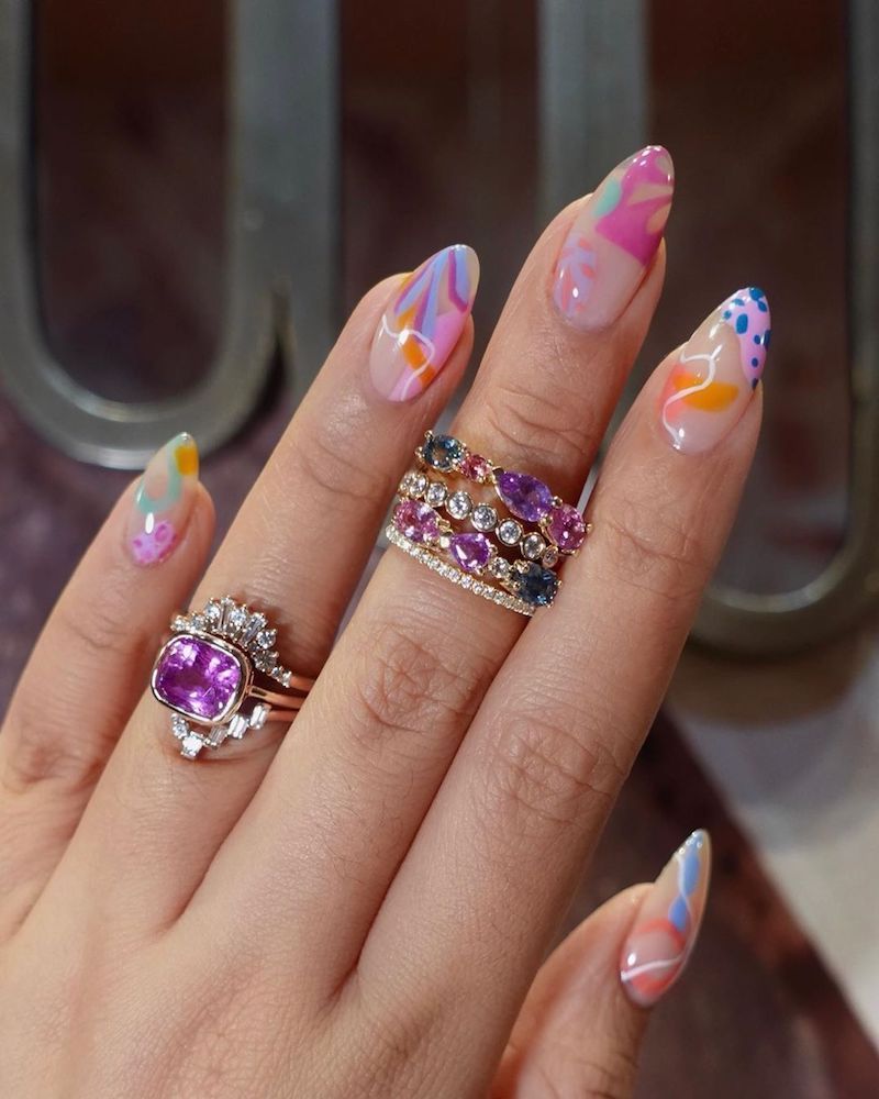 acrylic nails ideas colorful design patterns