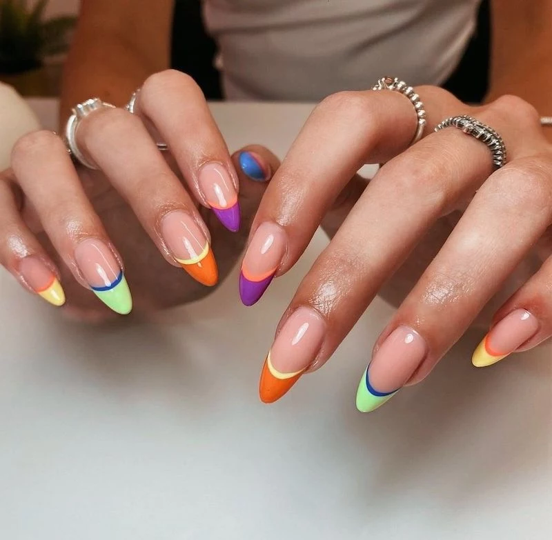 cute nail designs colorful french