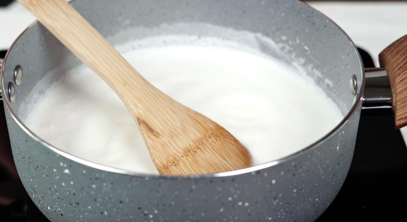 milk being stirred