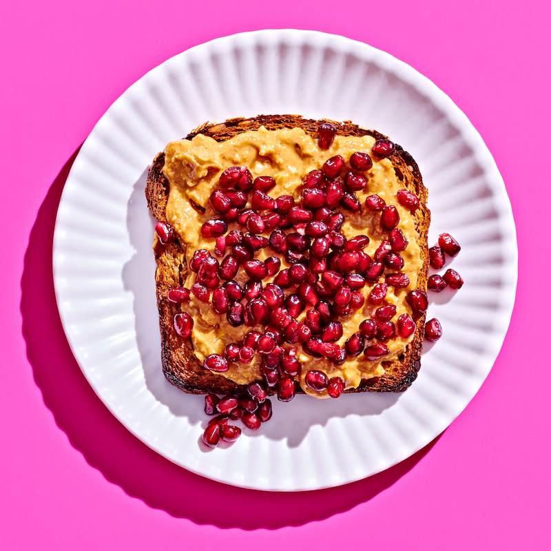 peanut butter and pomegranate toast