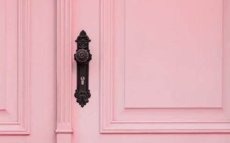 pink door with handle