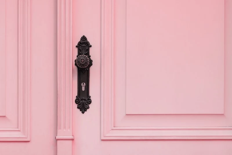 pink door with handle