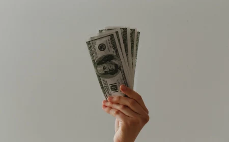 a hand holding dollar bills