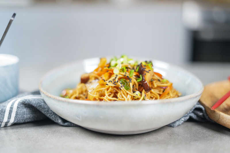 bowl of noodle stir fry