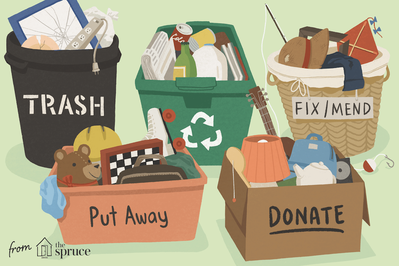 decluttering your entire home drawn infographic