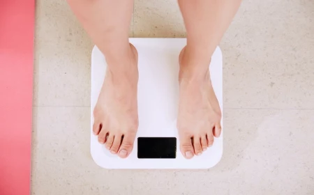 feet on a white scale