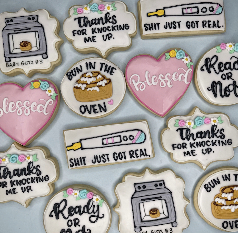 funny pregnancy announcement cookies