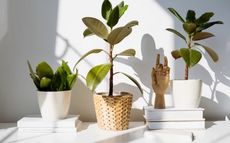 three potted plants