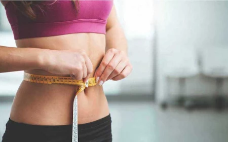 woman measuring her waist line