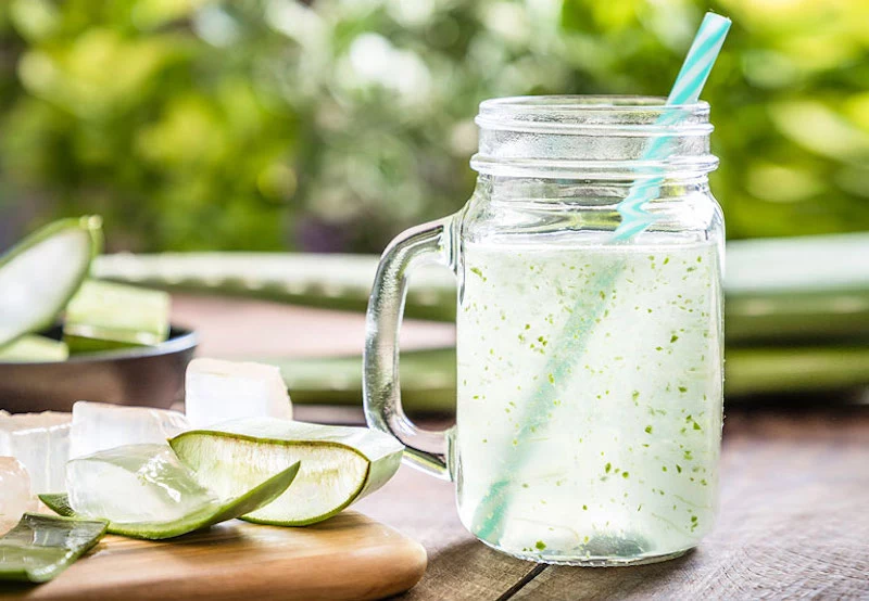 aloe vera juice in a glass