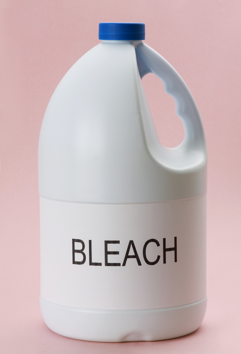bleach bottle on pink background