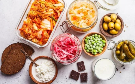 foods with probiotics on a tabletop