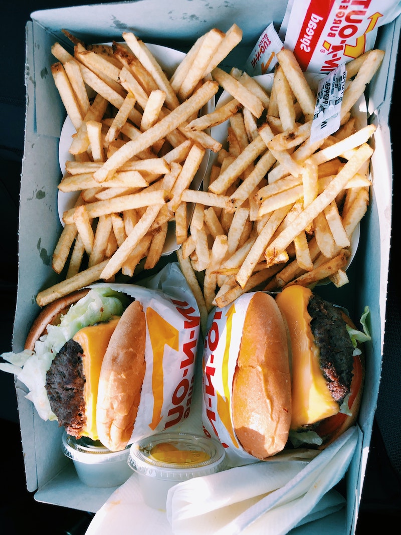 in and out burgers with fries in a box