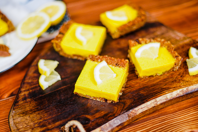 turmetic and oat lemon bar slices