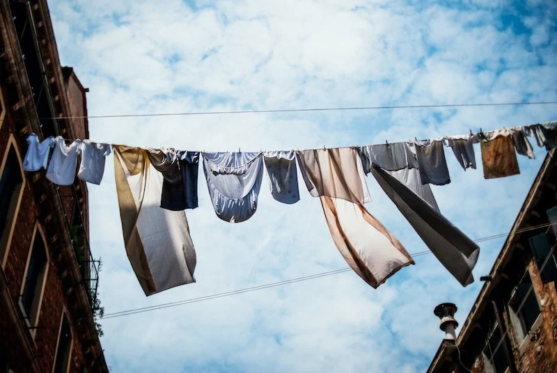 washing line with different types of clothes