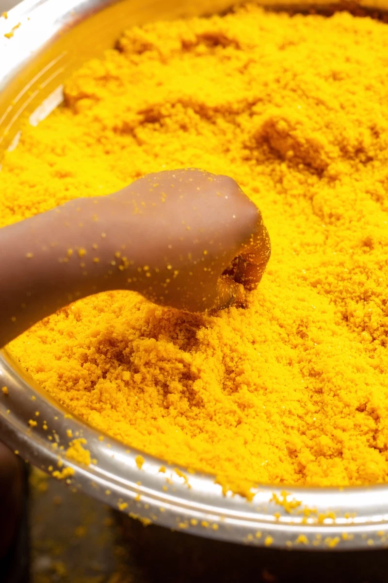 yellow gold turmeric in a big pot