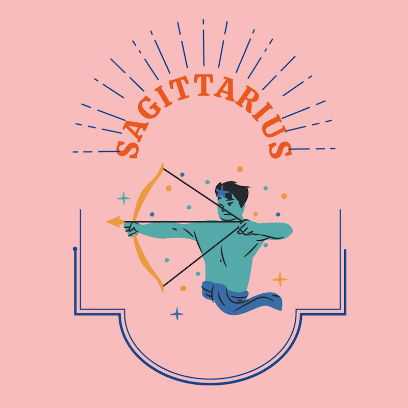 aura colors sagittarius sign on background