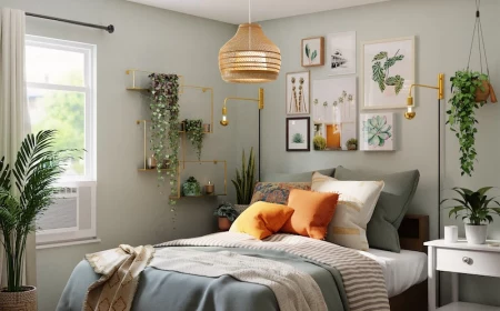 beautiful bedroom with plants