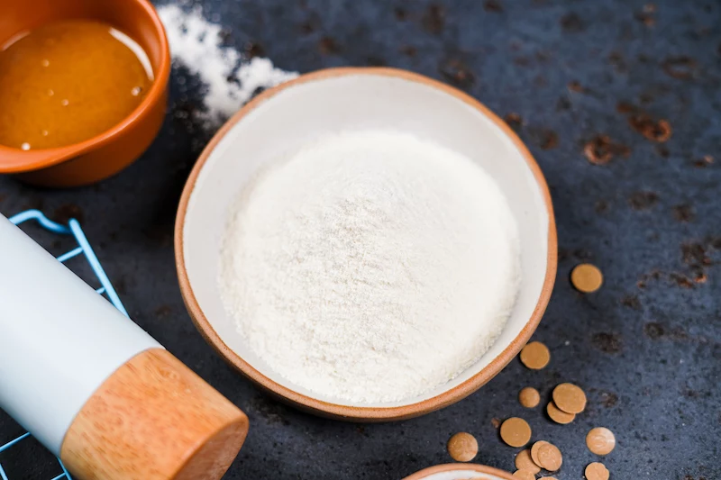 bowl of coconut flour for twix bars