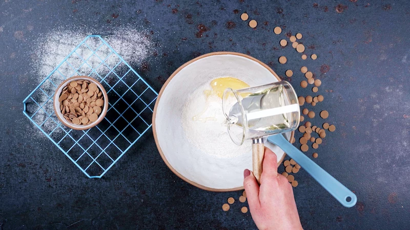 bowl of ingredients for healthy twix bars