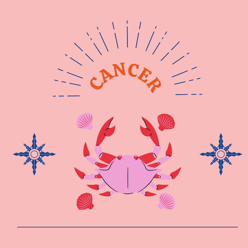 cancer crab zodiac sign on pink background