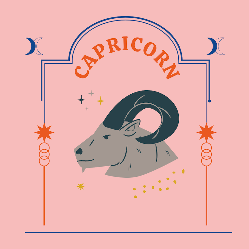 capricorn star sign on pink background