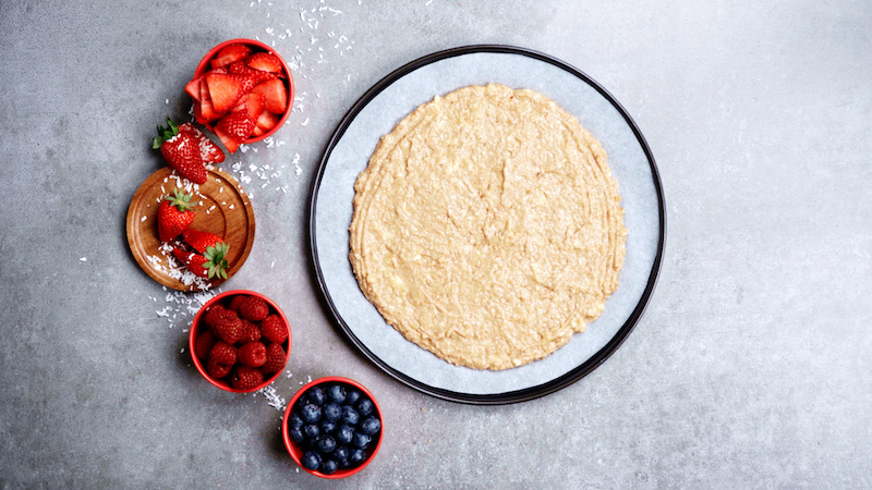 circular cookie base for healthy dessert pizza