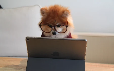 cookie the pom using a yoga laptop
