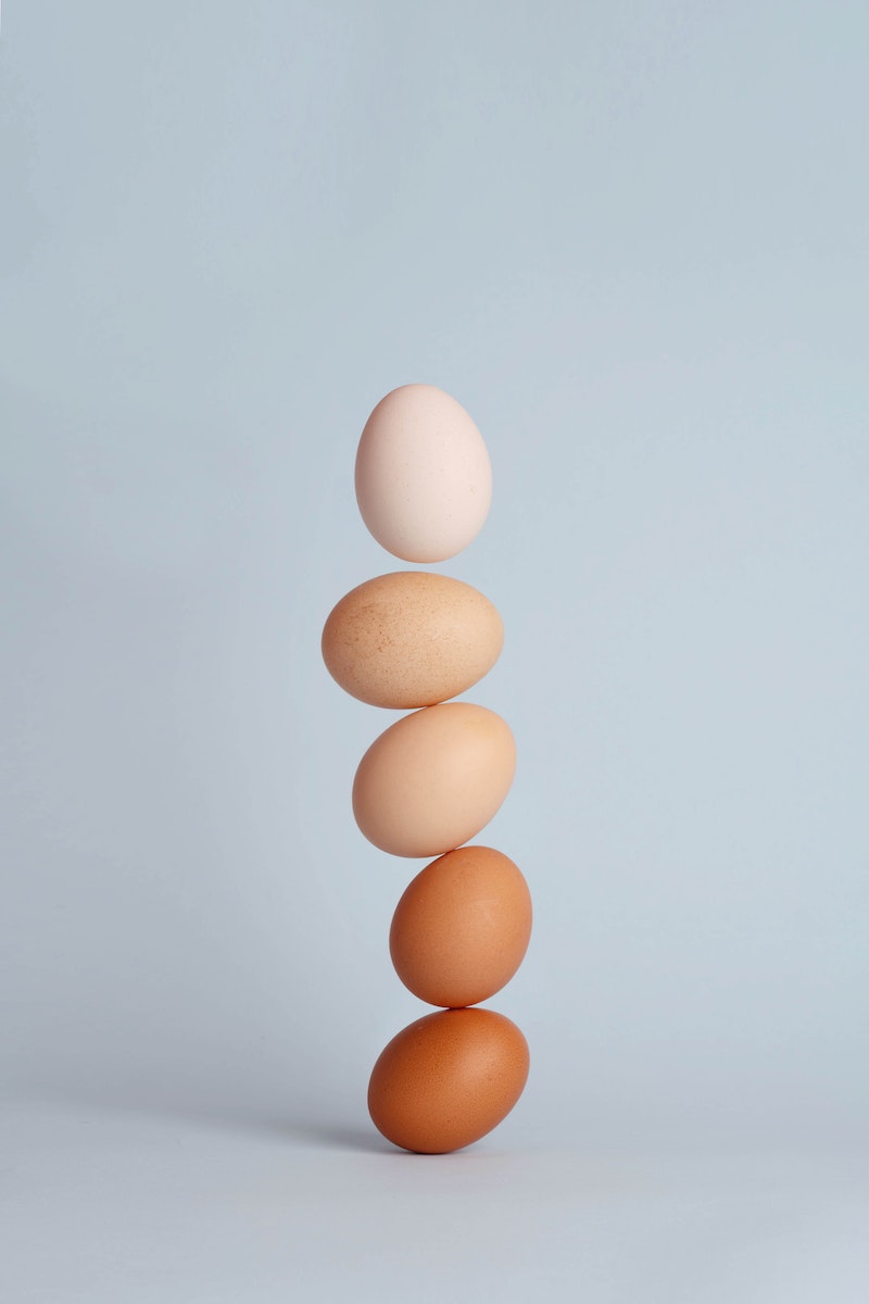 eggs piled in a line