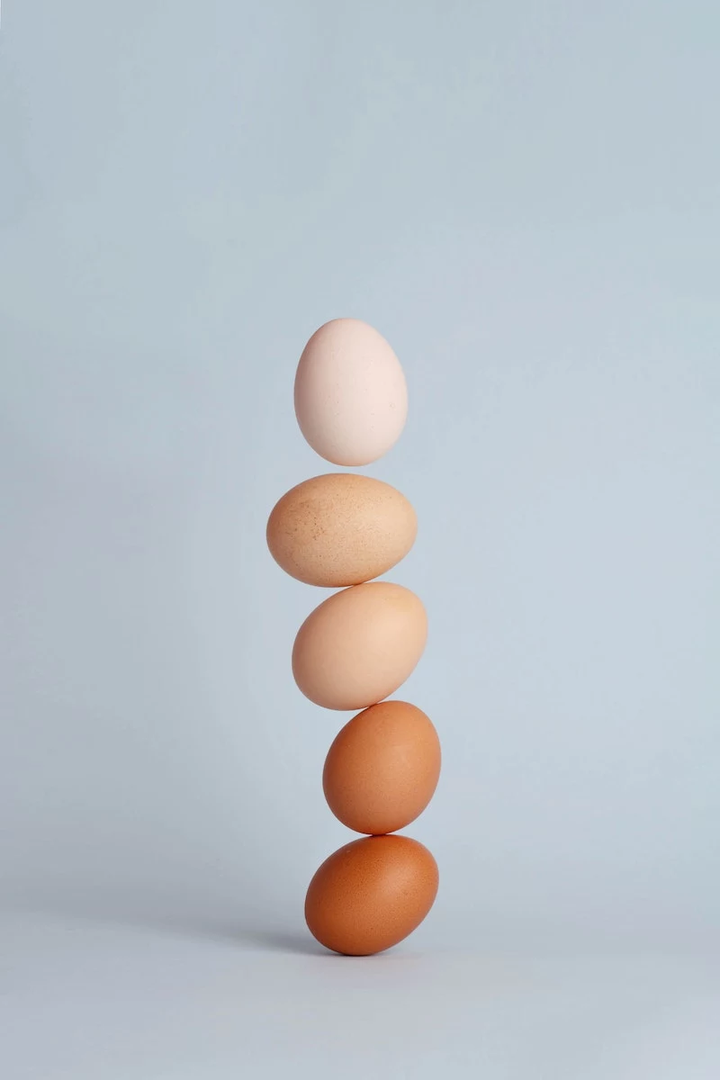 eggs piled in a line