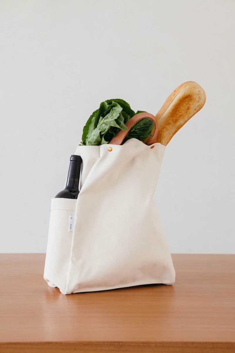 groceries in a reusable bag