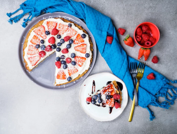 healthy dessert pizza and a slice