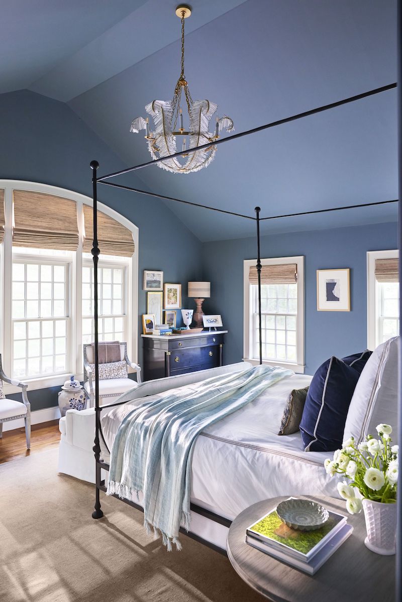 home decoration dark blue bedroom paint color