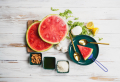 Watermelon Caprese: Summer Salad with Arugula Pesto, Mozzarella & Crushed Almonds