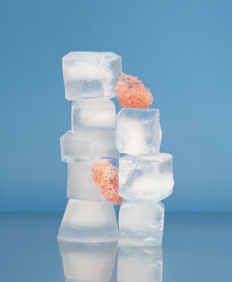 ice cubes built in a tower