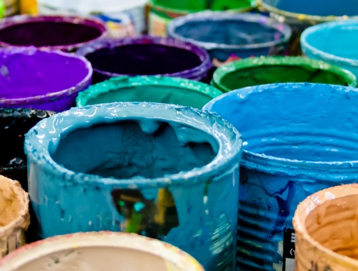 kitchen colors empty paint buckets