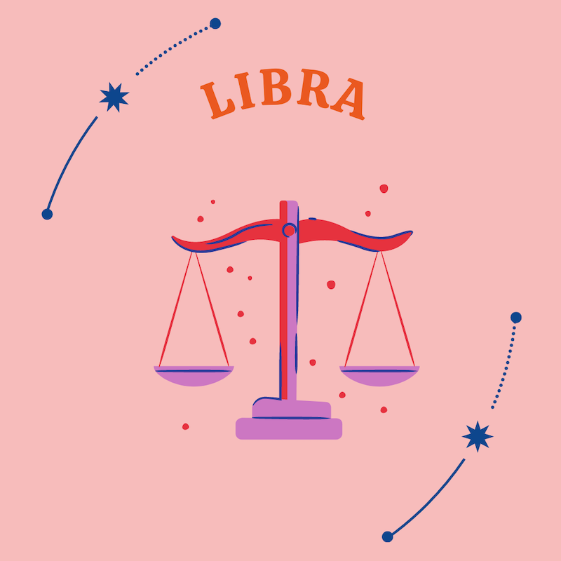 libra star sign on pink background